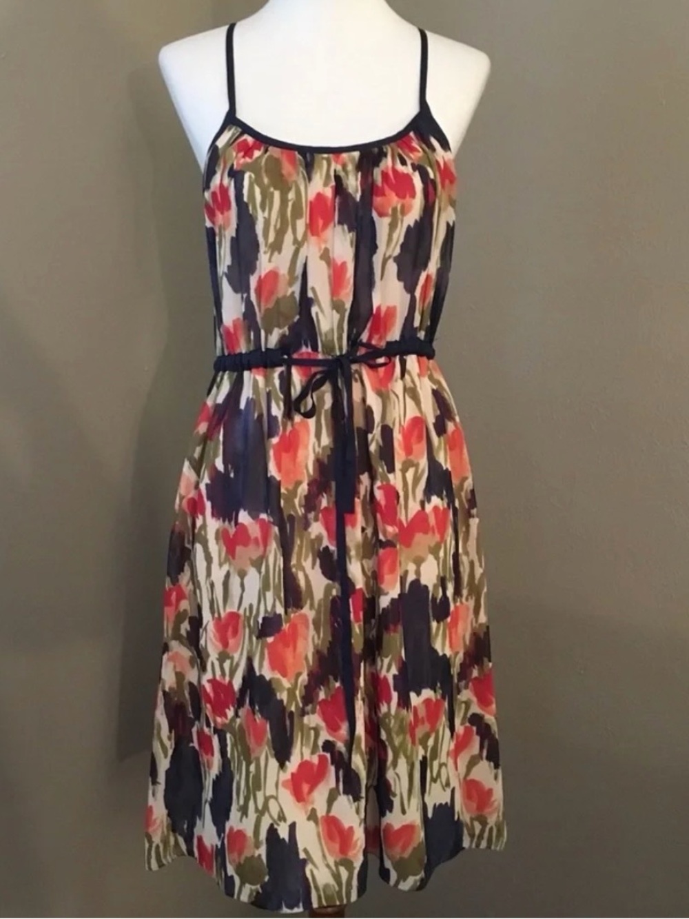 Anthropologie Moulinettr Soeurs Floral Halter Spaghetti Strap Midi Dress